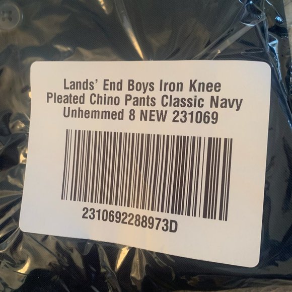 NWT LANDS' END BOY'S IRON KNEE PLEATED CHINO PANTS CLASSIC NAVY 14 - Picture 8 of 12